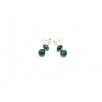 Blue Chrysocolla Beaded Drop Earrings